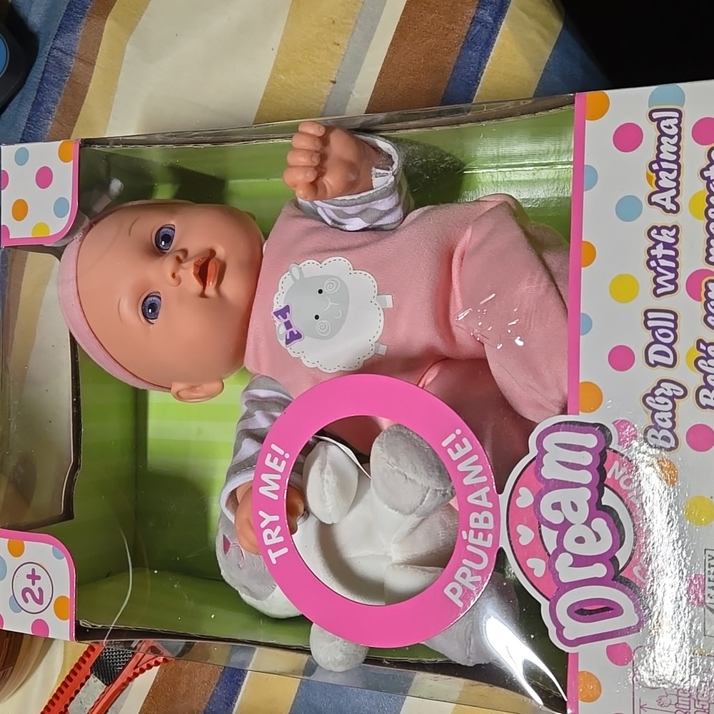 NIB Dream Collection 12" Lovely Baby Doll with Lamb 2 Years +